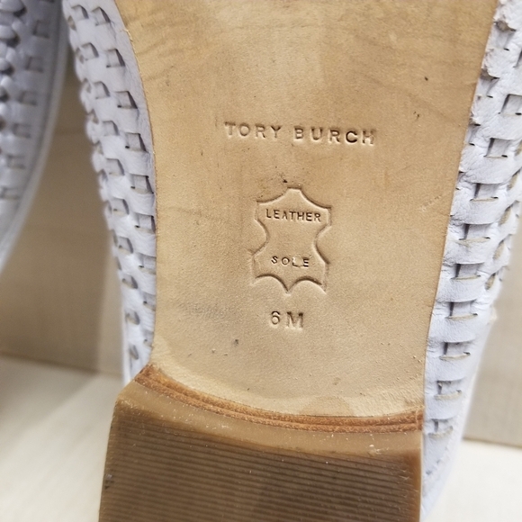 {6M} Tory Burch Jessa Woven Backless Loafer Icy Blue - Picture 14 of 15
